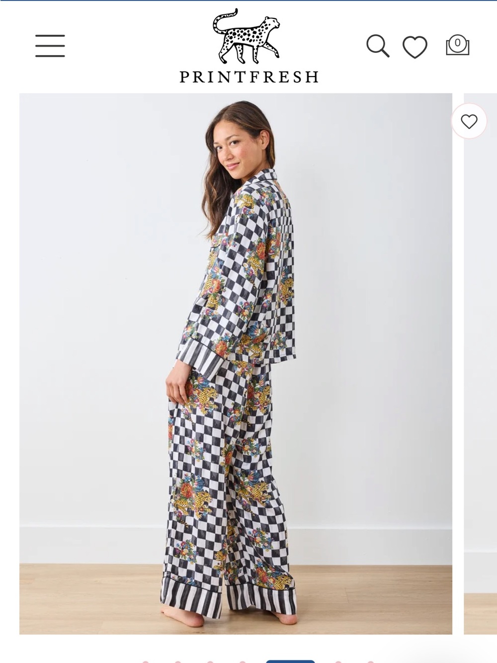 Printfresh Black & White Checker Floral Wide-Leg Pajama Pants - Picture 4 of 4